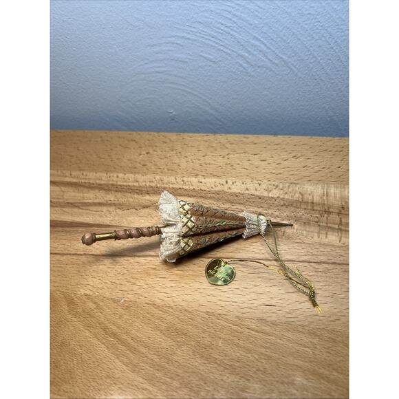 Kurt Adler Louis Nichole Folded Umbrella Christmas Ornament Resin Cream Color - Picture 2 of 7